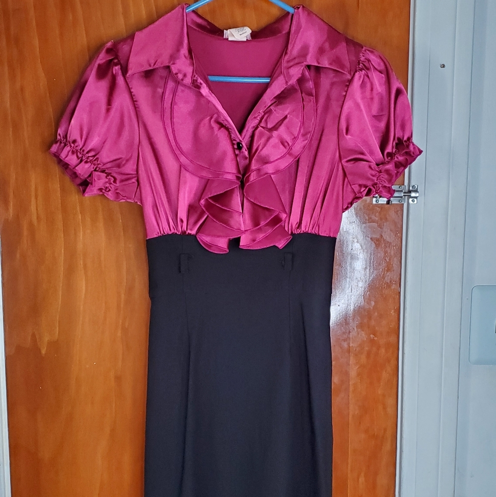 Ruffled Satin Business Pencil Dress
